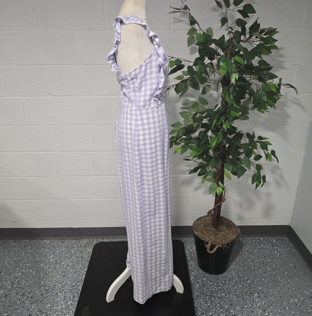 Urban Outfitters Emerson Gingham Ruffle Wide Leg Jumpsuit Fairy Garden Party XL - Picture 5 of 10
